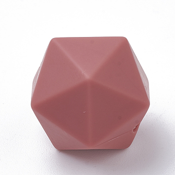 Food Grade Eco-Friendly Silicone Beads, Chewing Beads For Teethers, DIY Nursing Necklaces Making, Icosahedron, Indian Red, 16.5x16.5x16.5mm, Hole: 2mm