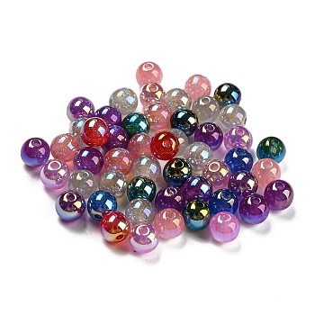 UV Plating Iridescent Acrylic Beads, Round, Mixed Color, 6mm, Hole: 1.2mm