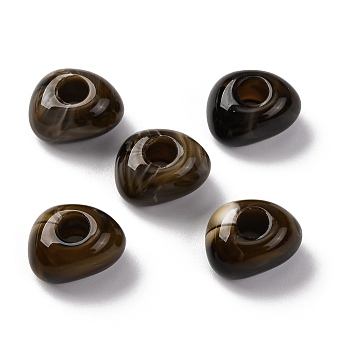 Two Tone Opaque Acrylic Beads, Imitation Gemstone, Triangle, Coffee, 13x16x9.5mm, Hole: 5.2mm, About: 416pcs/500g