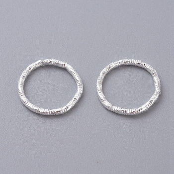 Iron Closed Jump Rings, Textured Round, Silver, 10x1.2mm, 17 Gauge, about 2000pcs/set