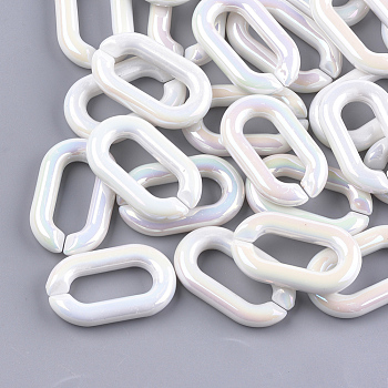 Acrylic Imitation Pearl Linking Rings, Quick Link Connectors, For Jewelry Chains Making, AB Color, Oval, Seashell Color, 39.5x24x6.5mm