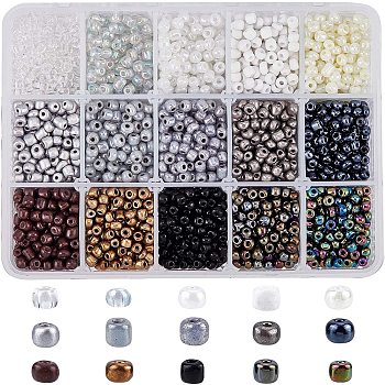 6/0 Glass Seed Beads, Mixed Color, 4mm, Hole: 1.5mm, 3000pcs/box