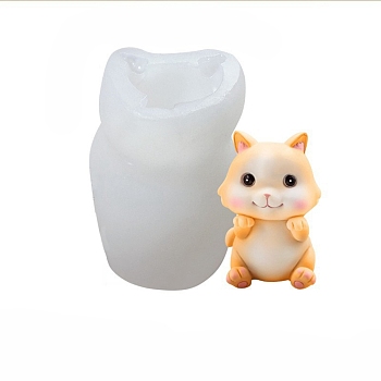 Fortune Cat Food Grade Silicone Molds, Fondant Molds, Resin Casting Molds, for Chocolate, Candy, UV Resin & Epoxy Resin Decoration Making, Random Single Color or Random Mixed Color, 47x49x69mm, Inner Diameter: 21x34mm