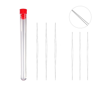 Stainless Steel Collapsible Big Eye Beading Needles, Seed Bead Needle, with Storage Tube, Red, 89~153x13mm, 7pcs/set