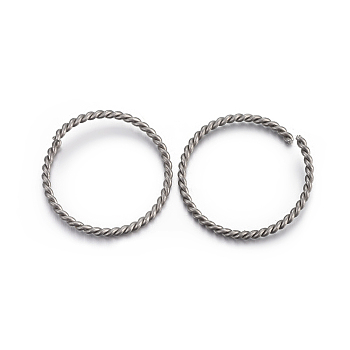 304 Stainless Steel Jump Rings, Open Jump Rings, Twisted, Stainless Steel Color, 21.5~22x1.5mm, Inner Diameter: 19~20mm