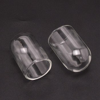 Mini Handmade Blown Glass Cover, for DIY Clear Glass Bottle/Wind Chime Making, Column, Clear, 36~38x25mm; Inner Diameter: 21.6mm