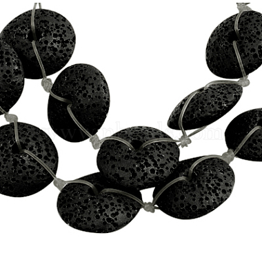20mm Black Rondelle Lava Beads