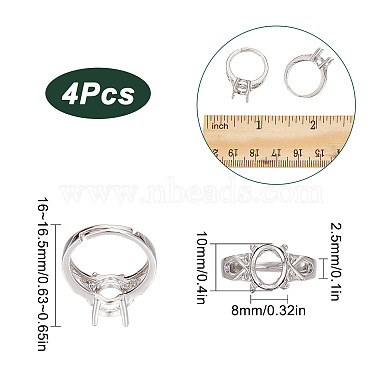 sunnyclue 4piezas de componentes de anillo de dedo de latón ajustable(KK-SC0001-32)-2