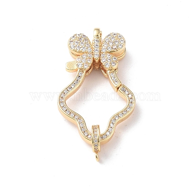 Real 18K Gold Plated Clear Butterfly Brass+Cubic Zirconia Lobster Claw Clasps