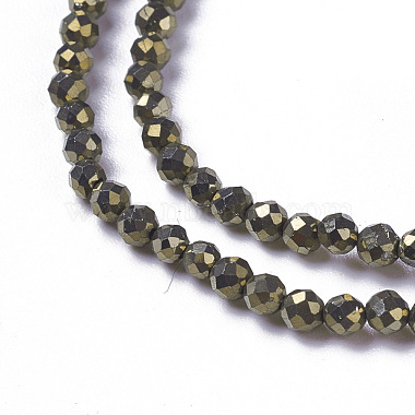 Chapelets de perles de pyrite naturelle (G-F596-38-2mm)-3