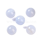 Natural Blue Lace Agate Beads, Half Drilled, Round, 8mm, Hole: 1.2mm(G-G118-01B)