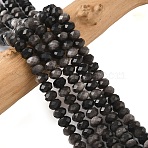 Natural Silver Sheen Obsidian Bead Strands, Faceted, Rondelle, 5.5~6.5x4.5mm, Hole: 1mm, about 91~94pcs/strand, 15.35''(39cm)~15.43''(39.2cm)(G-D344-A10)