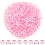 800Pcs Transparent Plastic Beads, Barrel, Pearl Pink, 9x6mm, Hole: 3.8mm(KY-SP0001-52A)