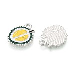Fruit Alloy Enamel Charms, Durian, Platinum, Yellow, 16x14x1.5mm, Hole: 1.4mm(PALLOY-S058-01P-02)