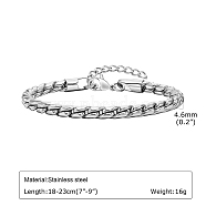 Non-Tarnish Retro Stainless Steel Chain Bracelets, Serpentine Chains, Stainless Steel Color, 7-1/8~9-1/8 inch(18~23cm)(PW-WG867B5-03)