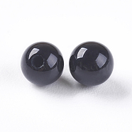 Natural Black Onyx Beads, Half Drilled, Dyed & Heated, Round, 4mm, Hole: 1mm(G-K275-13-4mm)