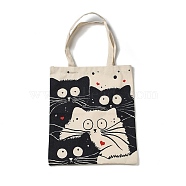 Printed Canvas Women's Tote Bags, with Handle, Shoulder Bags for Shopping, Rectangle with Cat Pattern, Black, 61cm(ABAG-C009-01A)