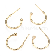 304 Stainless Steel Earring Hooks, Real 18K Gold Plated, 17x22x1.5mm, Pin: 1mm(X-STAS-K211-01G-A)