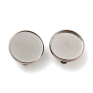 304 Stainless Steel Brooch Base Settings, Flat Round, Stainless Steel Color, 15.5x1.8mm, Tray: 14mm(FIND-D035-04A-P)