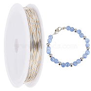 Eco-Friendly Copper Wire, Round Beading Wire, with Spool, Long-Lasting Plated, Silver, 22 Gauge, 0.6mm, about 82.02 Feet(25m)/Bag(CWIR-SC0001-04D-S)