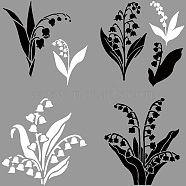 4Pcs 4 Styles PET Waterproof Self-adhesive Car Stickers, Reflective Decals for Car, Motorcycle Decoration, White & Black, Flower, 200x200mm, 1pc/style(DIY-WH0308-225A-032)