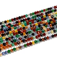 Natural Agate Beads Strands, Faceted Round, Dyed, Mixed Color, 3mm, Hole: 0.8mm, about 131pcs/strand, 15.5 inch(X-G-A129-3mm-A06)