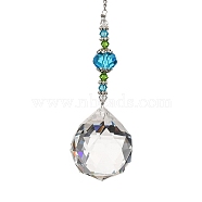 Glass Round Dowsing Pendulums, with Iron & Alloy Findings, Platinum, Light Sky Blue, 375mm(HJEW-K047-01P-01)