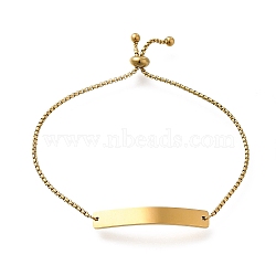 304 Stainless Steel Box Chain Slider Bracelets, Blank Link Bracelets for Women, Golden, 10-3/4 inch(27.35cm)(BJEW-M233-02G)