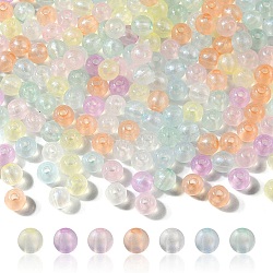 Rainbow Iridescent Plating Acrylic Beads, Glitter Beads, Round, Mixed Color, 5.5x5mm, Hole: 1.8mm(MACR-YW0002-19A)