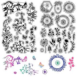 Custom Wall Theme PVC Plastic Clear Stamps, for DIY Scrapbooking, Photo Album Decorative, Cards Making, Flower, 160x110mm, 2pcs/set(DIY-WH0619-0026)