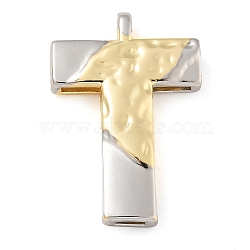 Brass Pendants, Real 18K Gold Plated And Platinum, Letter Charms, Letter T, 28x18.8x4mm, Hole: 4x2mm(PALLOY-S036-01G-T)