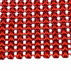 Aluminum Beaded Trim Mesh Ribbon Roll, for DIY Jewelry Craft Making, Red, 19-1/4~19-3/4 inch(490~500mm)(AW-N002-01A)
