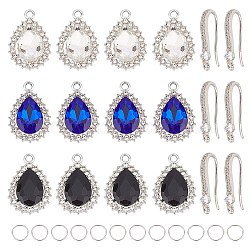 ARRICRAFT DIY Teardrop Alloy Glass Dangle Earring Making Kits, Platinum, 23x15.5x6mm, Hole: 2mm(DIY-AR0003-92)