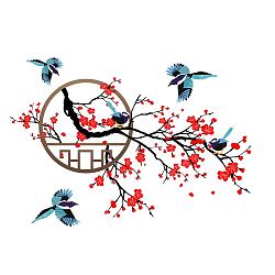 PVC Wall Stickers, Wall Decoration, Chinese Style, Magpie & Plum Blossom Pattern, Colorful, 390x900mm(DIY-WH0228-580)