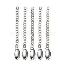 304 Stainless Steel Chain Extender, with Oval Charms, Stainless Steel Color, 61x3mm, Oval: 12x6x1mm.(STAS-E104-37P)