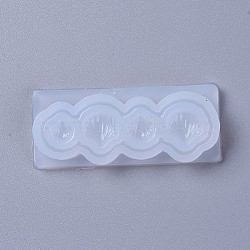 Silicone Molds, Resin Casting Molds, For UV Resin, Epoxy Resin Jewelry Making, Shell Shape, White, 56x24x7mm, Shell: 6x6mm, 8x8mm and 10x10mm(X-DIY-L026-053)