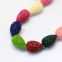 Dyed Synthetic Coral Teardrop Beads, Mixed Color, 21x14x14mm, Hole: 1~2mm(CORA-Q023-08)