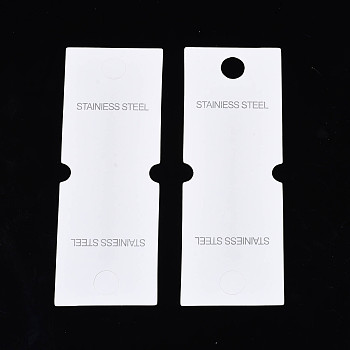 Cardboard Jewelry Display Cards, Jewelry Hang Tags, Word Stainless Steel, White, 14x5x0.04cm