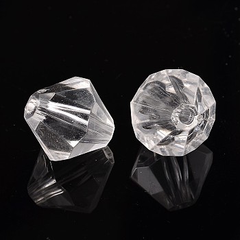 Faceted Bicone Transparent Acrylic Beads, Dyed, Clear, 20mm, Hole: 3mm, about 160pcs/500g
