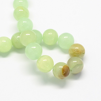 Natural Dyed Yellow Jade Gemstone Bead Strands, Round, Pale Green, 6mm, Hole: 1mm, about 66pcs/strand, 15.7 inch