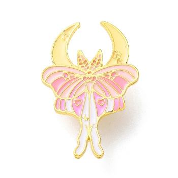 Alloy Brooches, Enamel Pins, for Backpack Cloth, Butterfly, Golden, 39x27x2mm