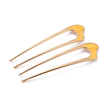 Alloy Enamel Hair Forks, U-shaped, Vintage Decorative for Hair Diy Accessory, Golden, Gold, 107x25x3mm