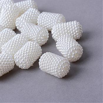Acrylic Imitation Pearl Beads, Berry Beads, Combined Beads, Column, Creamy White, 21x13mm, Hole: 2mm, about 300pcs/500g