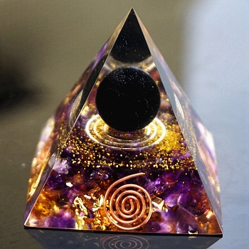 Resin Orgonite Pyramids with Ball, Craft Healing Pyramids, for Spirits Lift Stress Relief, Indigo, 60x60x60mm