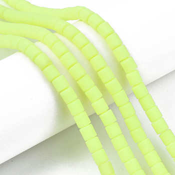 Handmade Polymer Clay Bead Strands, Column, Yellow, 6.5x6mm, Hole: 1.2mm, about 61pcs/strand, 15.75 inch(40cm)