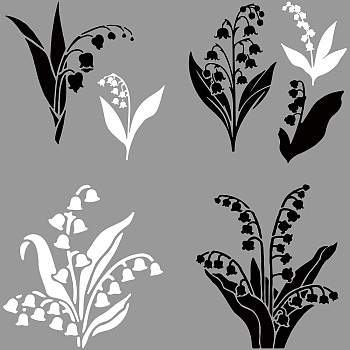 4Pcs 4 Styles PET Waterproof Self-adhesive Car Stickers, Reflective Decals for Car, Motorcycle Decoration, White & Black, Flower, 200x200mm, 1pc/style