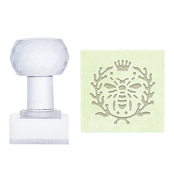 Clear Acrylic Soap Stamps, DIY Soap Molds Supplies, Rectangle, Bees, 60x37x37mm, Pattern: 34x34mm