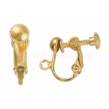 Brass Clip-on Earring Findingsfor non-pierced Ears(X-EC143-NFG)-2