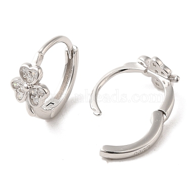 Rhodium Plated Sterling Silver Hoop Earrings with Rhinestone(EJEW-D106-05P)-2