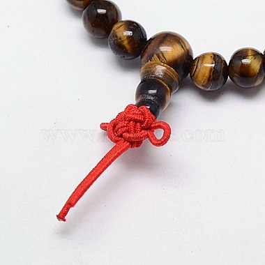 Buddhist Jewelry Mala Beads Bracelets Natural Tiger Eye Stretch Bracelets(BJEW-M007-6mm-01A)-3